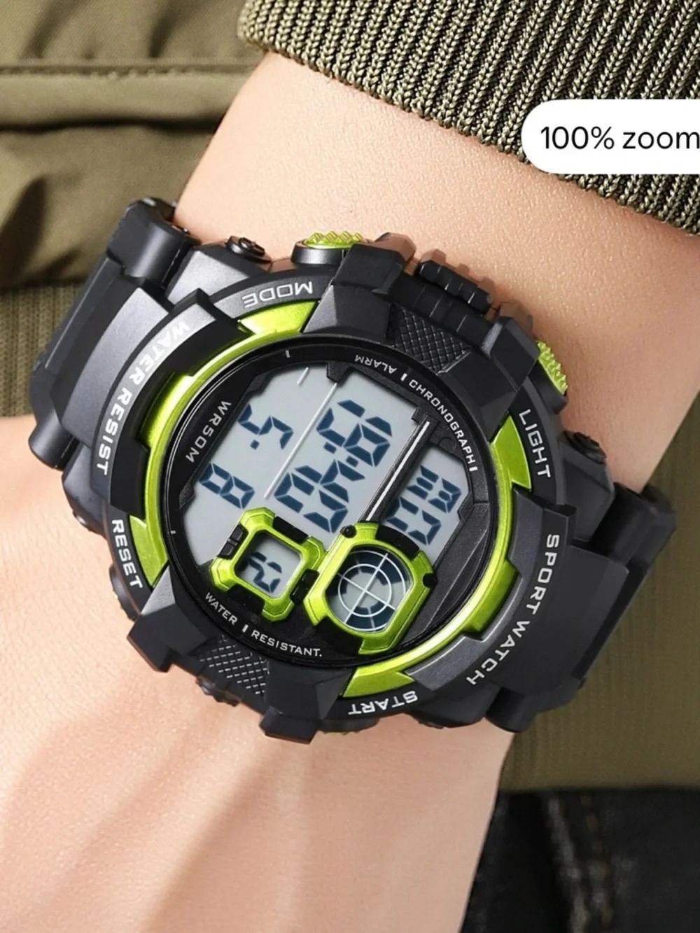 George Men's Digital Sport Wristwatch Plastic Strap Black Yellow Bezel Beautiful